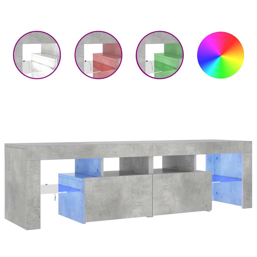 Tv table with led light 140x36.5x40 cm - concrete grey, 1 - number 2.