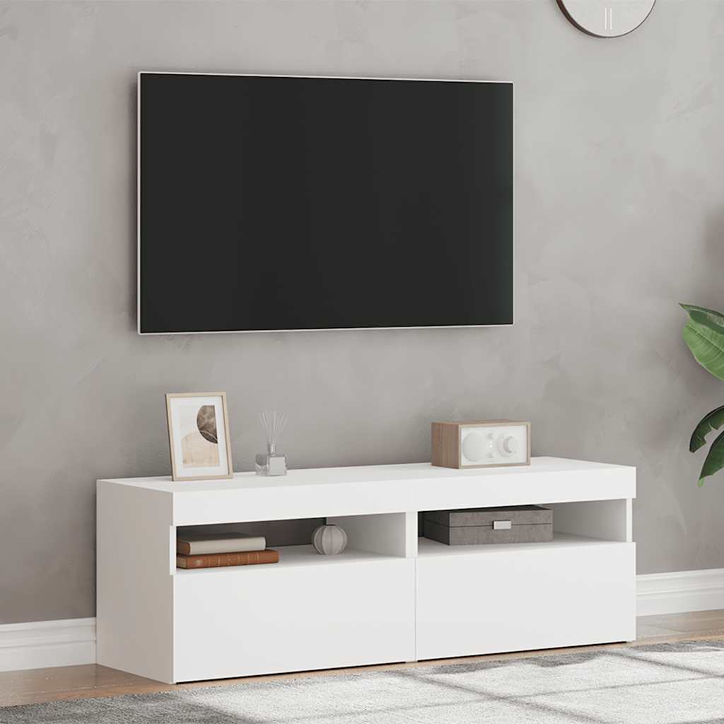 Tv-borde med led-lys 2 stk. 60x35x40 cm hvid - number 5.