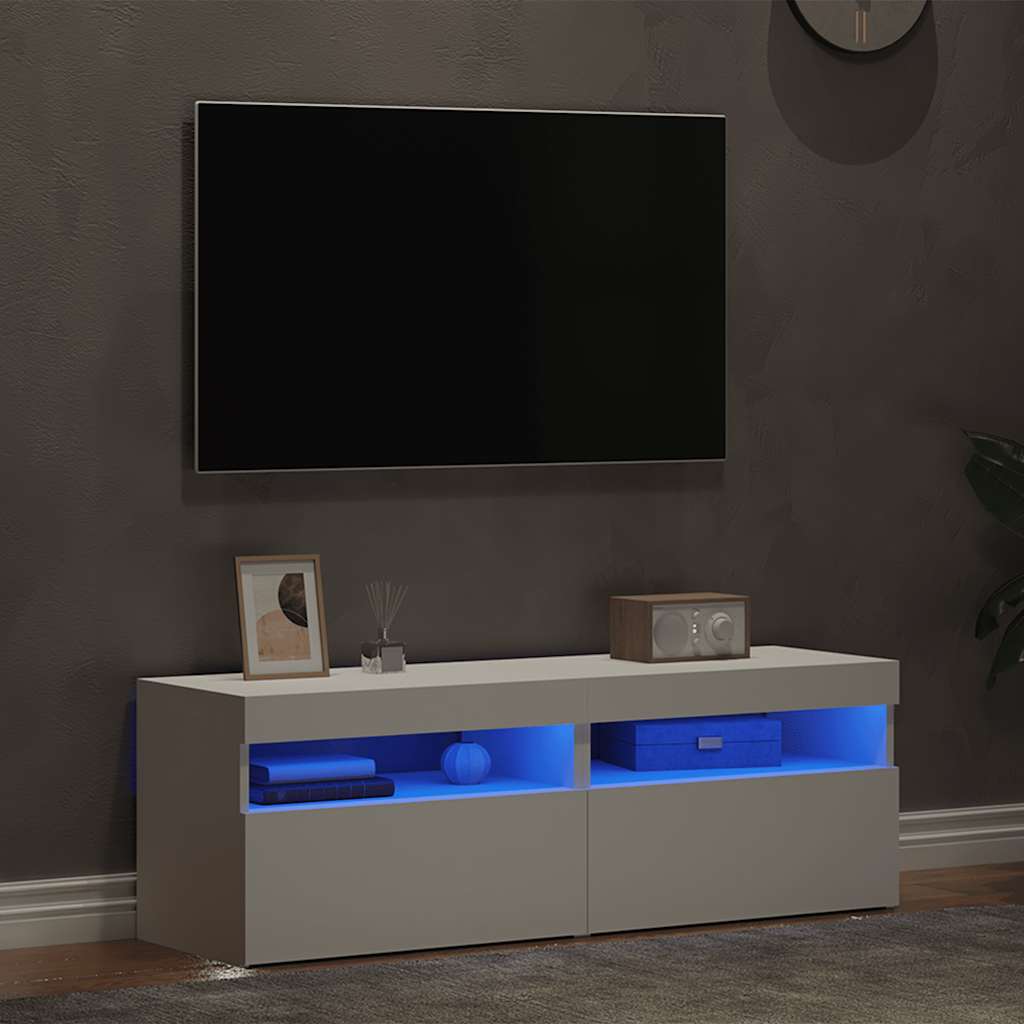 Tv-borde med led-lys 2 stk. 60x35x40 cm hvid - number 4.