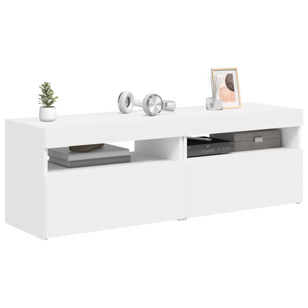 Tv-borde med led-lys 2 stk. 60x35x40 cm hvid - number 6.