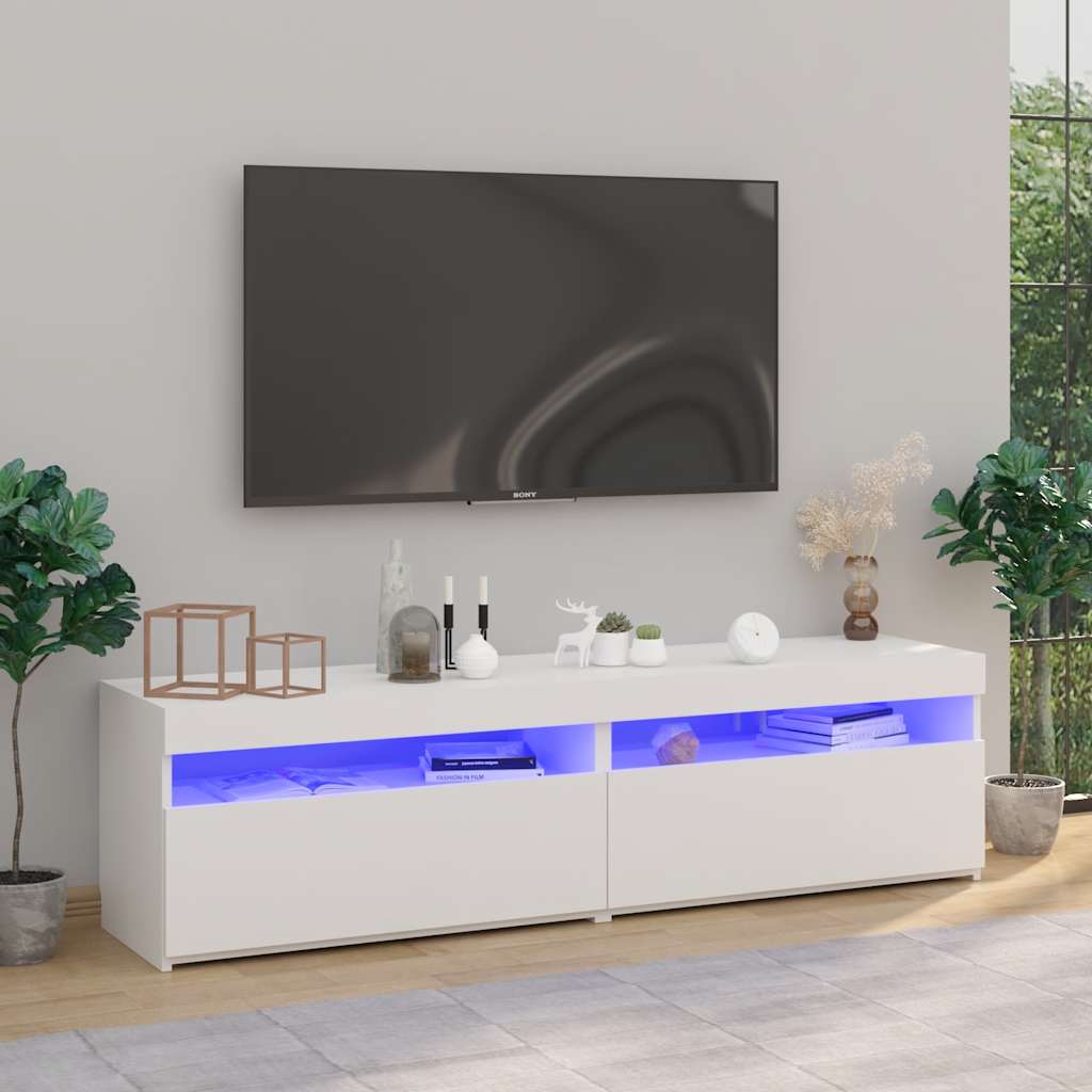 Tv-borde stk. med led-lys 75x35x40 cm - hvid, 2, 75 cm - number 1.