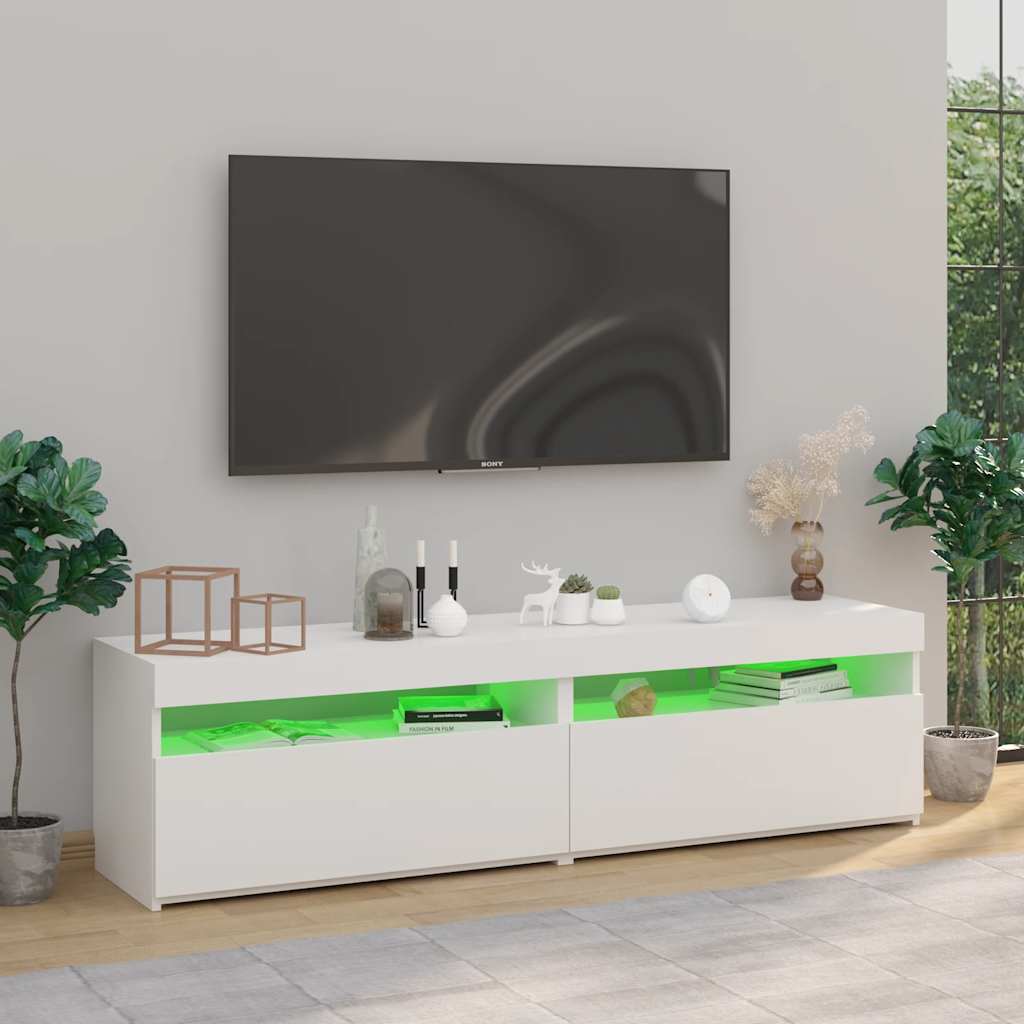 Tv-borde stk. med led-lys 75x35x40 cm - hvid, 2, 75 cm - number 3.