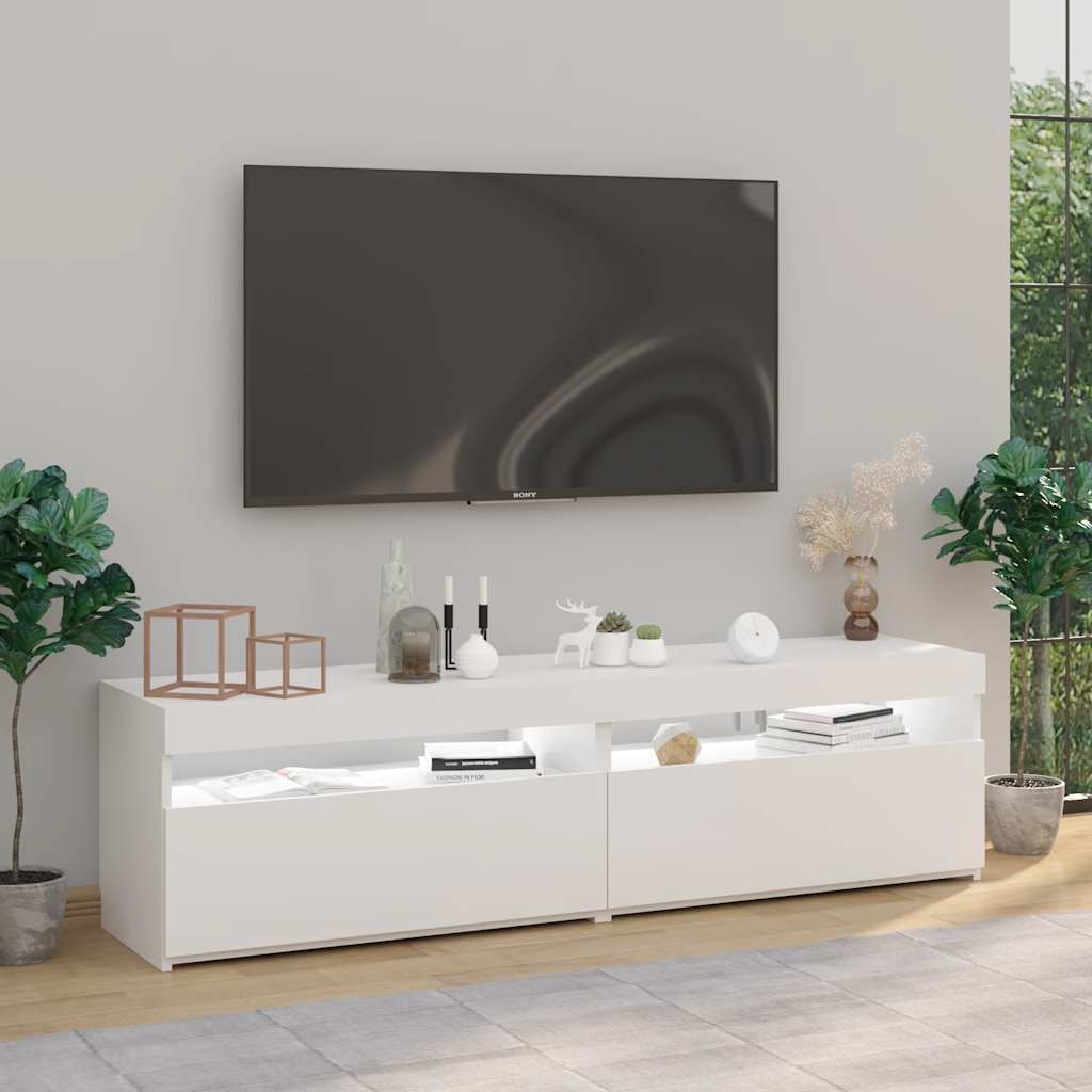 Tv-borde stk. med led-lys 75x35x40 cm - hvid, 2, 75 cm - number 5.