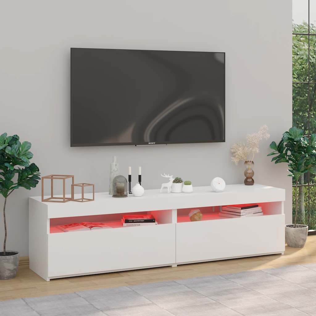 Tv-borde stk. med led-lys 75x35x40 cm - hvid, 2, 75 cm - number 4.