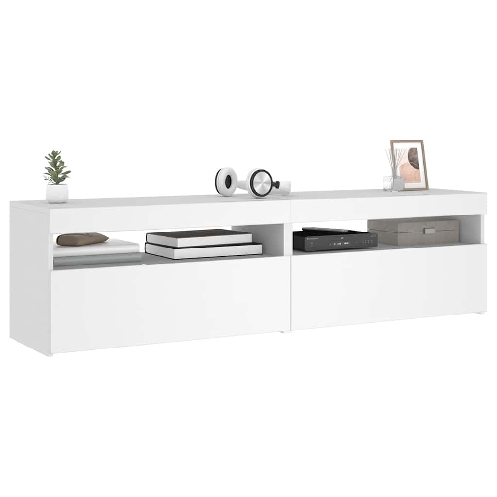 Tv-borde stk. med led-lys 75x35x40 cm - hvid, 2, 75 cm - number 6.