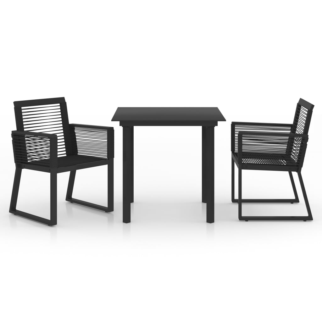 Outdoor dining table set 3 parts pvc-rattan black - number 2.