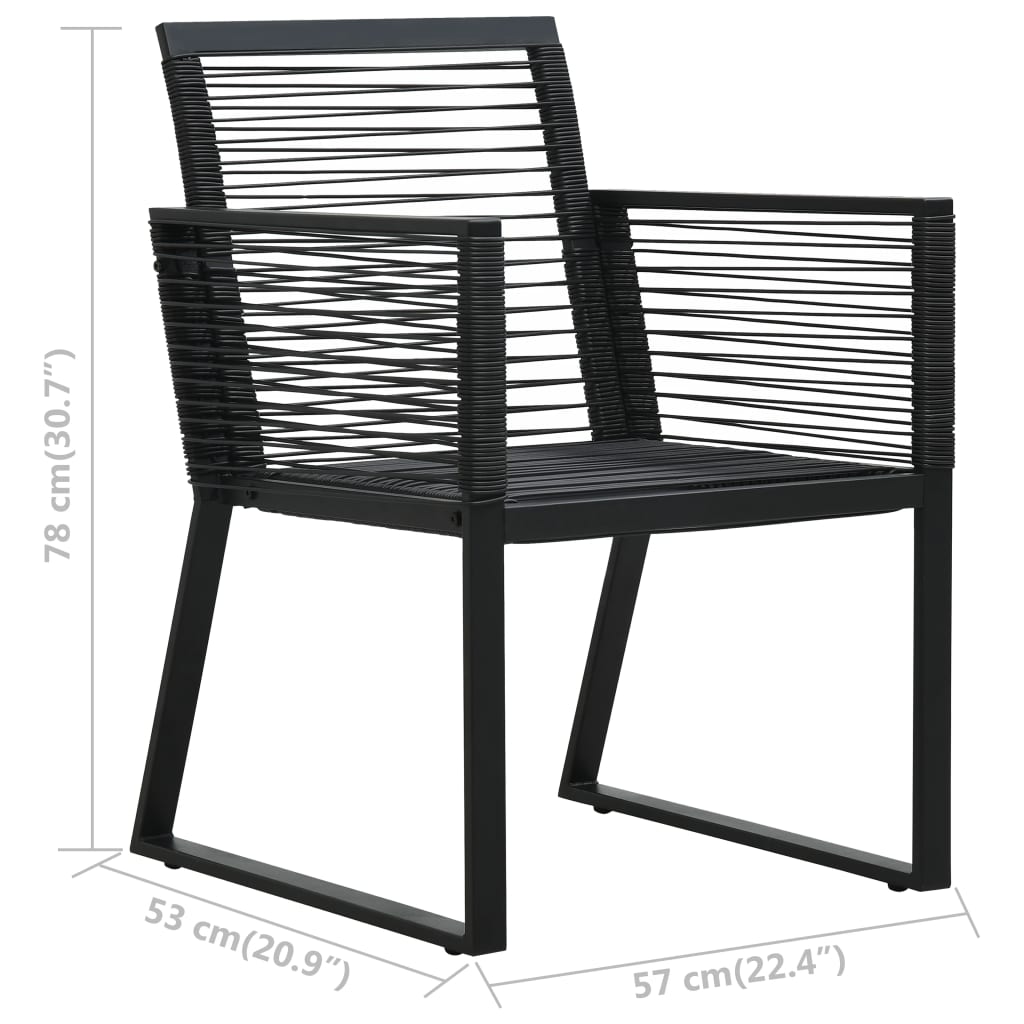 Outdoor dining table set 3 parts pvc-rattan black - number 11.