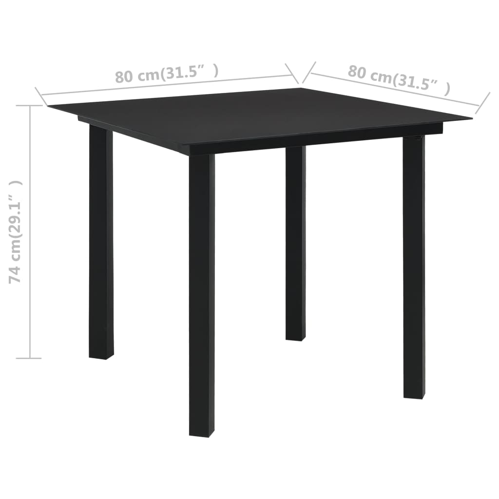 Outdoor dining table set 3 parts pvc-rattan black - number 10.
