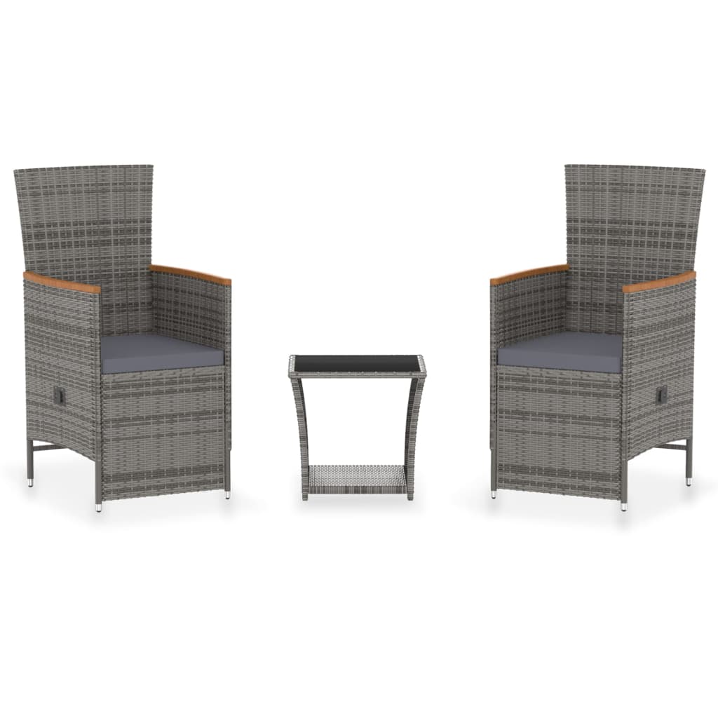 Lounge garnitura za vrt 3 dijela s jastucima poliratan siva - number 2.