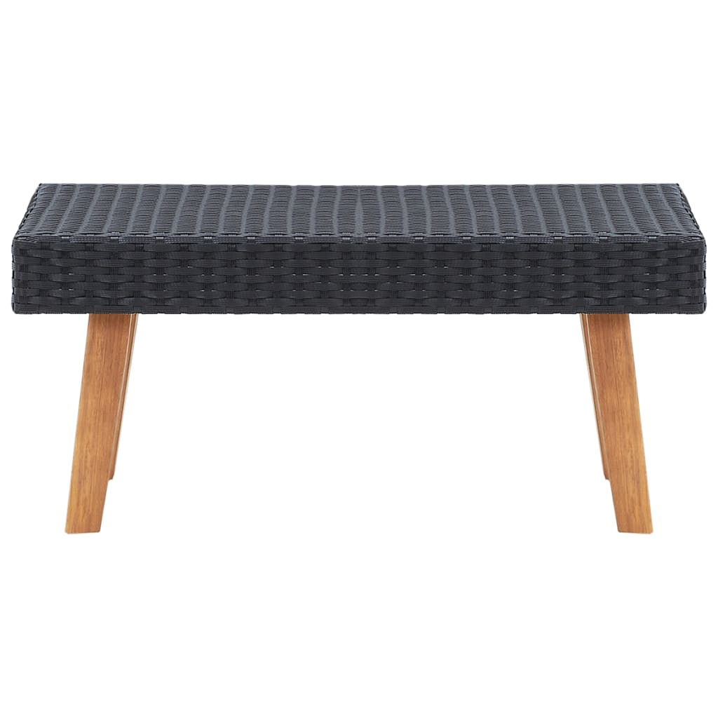 Loungesæt til haven 2 dele med hynder polyrattan - sort, 2-sædet + bord, 1 - number 7.