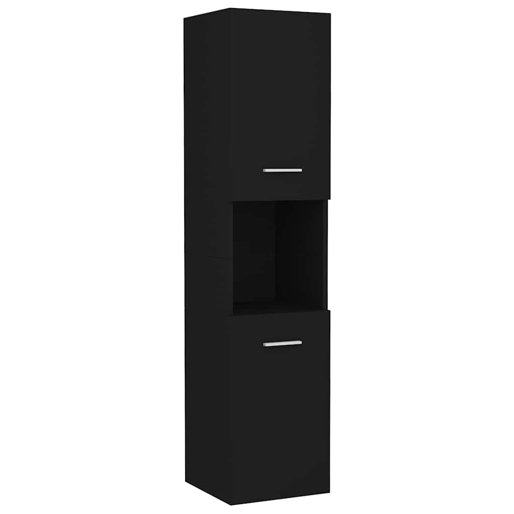 Badeværelsesskab 30x30x130 cm konstrueret træ - sort, 1, x - number 2.