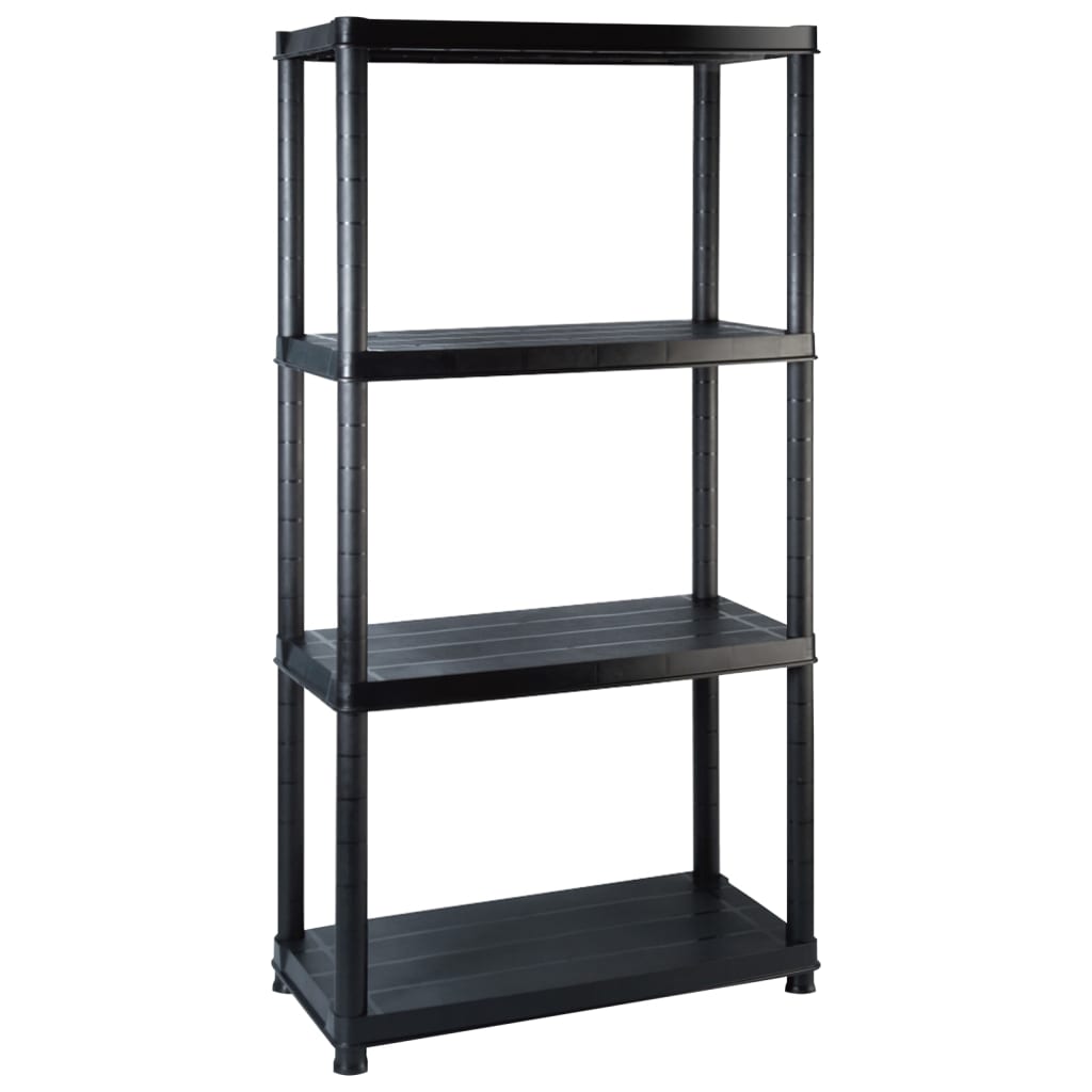 Scaffale portaoggetti 4 ripiani 183x30,5x130 cm plastica nero - 183 x 30,5 x 130 cm, 1 - number 2.