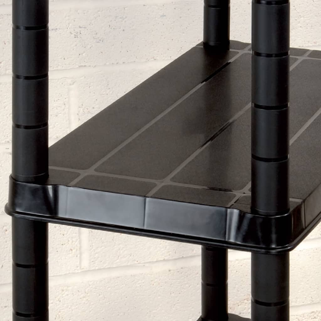Scaffale portaoggetti 4 ripiani 183x30,5x130 cm plastica nero - 183 x 30,5 x 130 cm, 1 - number 5.
