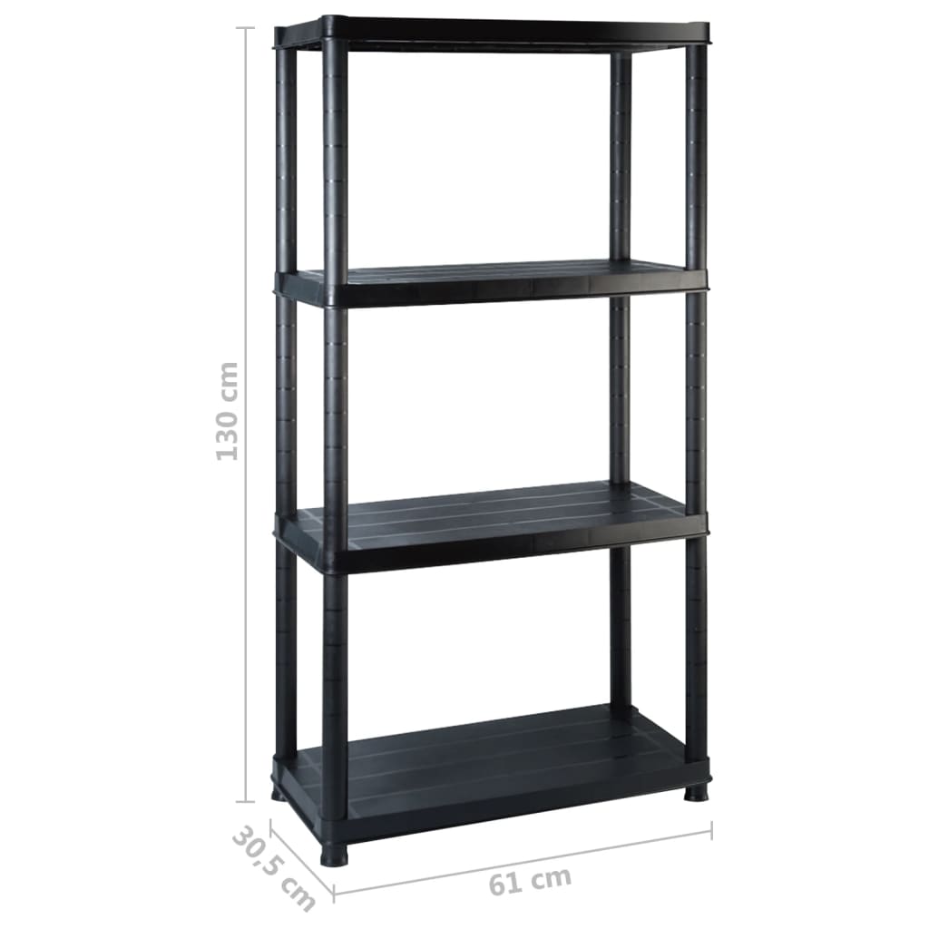 Scaffale portaoggetti 4 ripiani 183x30,5x130 cm plastica nero - 183 x 30,5 x 130 cm, 1 - number 7.