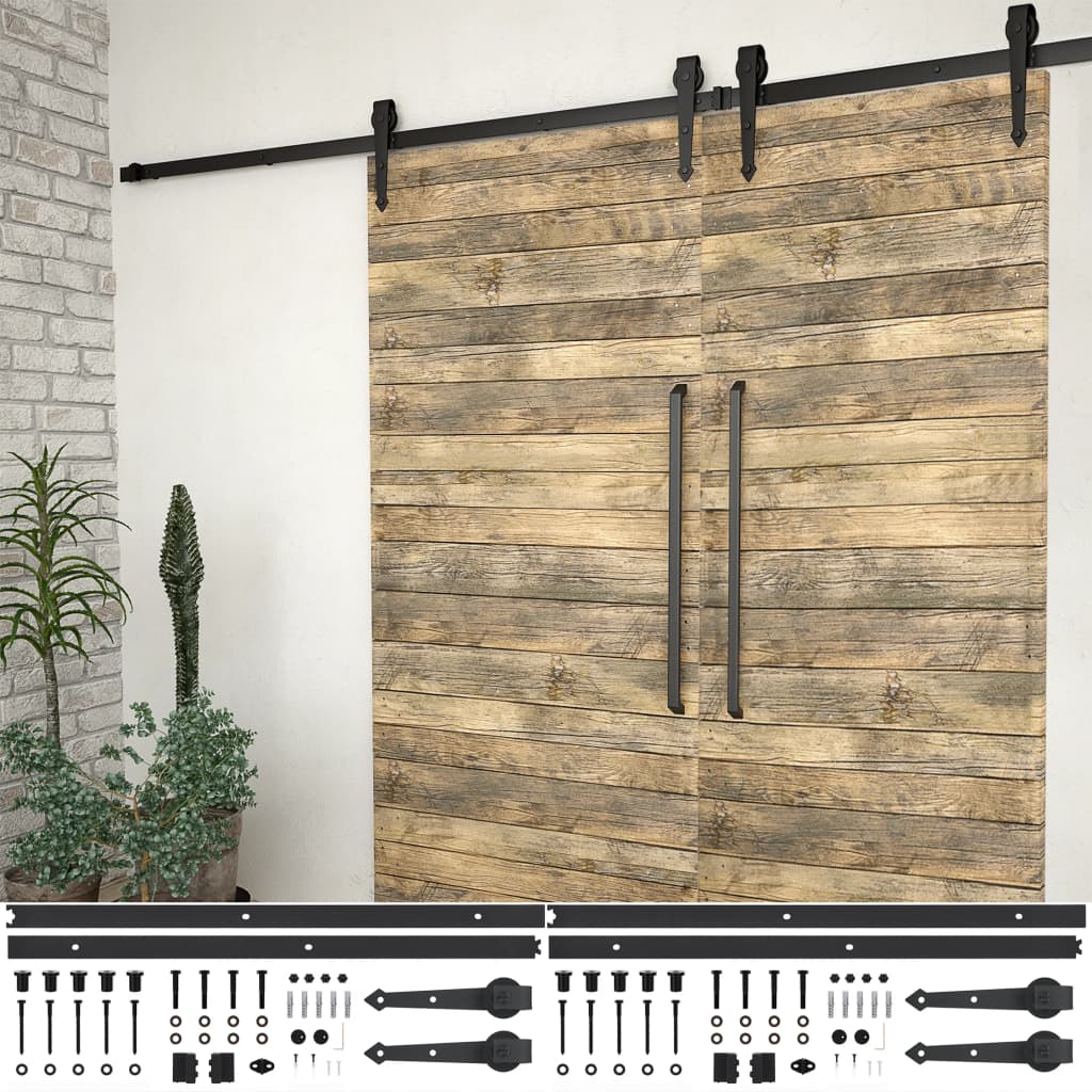 Skinnesæt til skydedøre 2 stk. 200 cm stål sort - number 1.