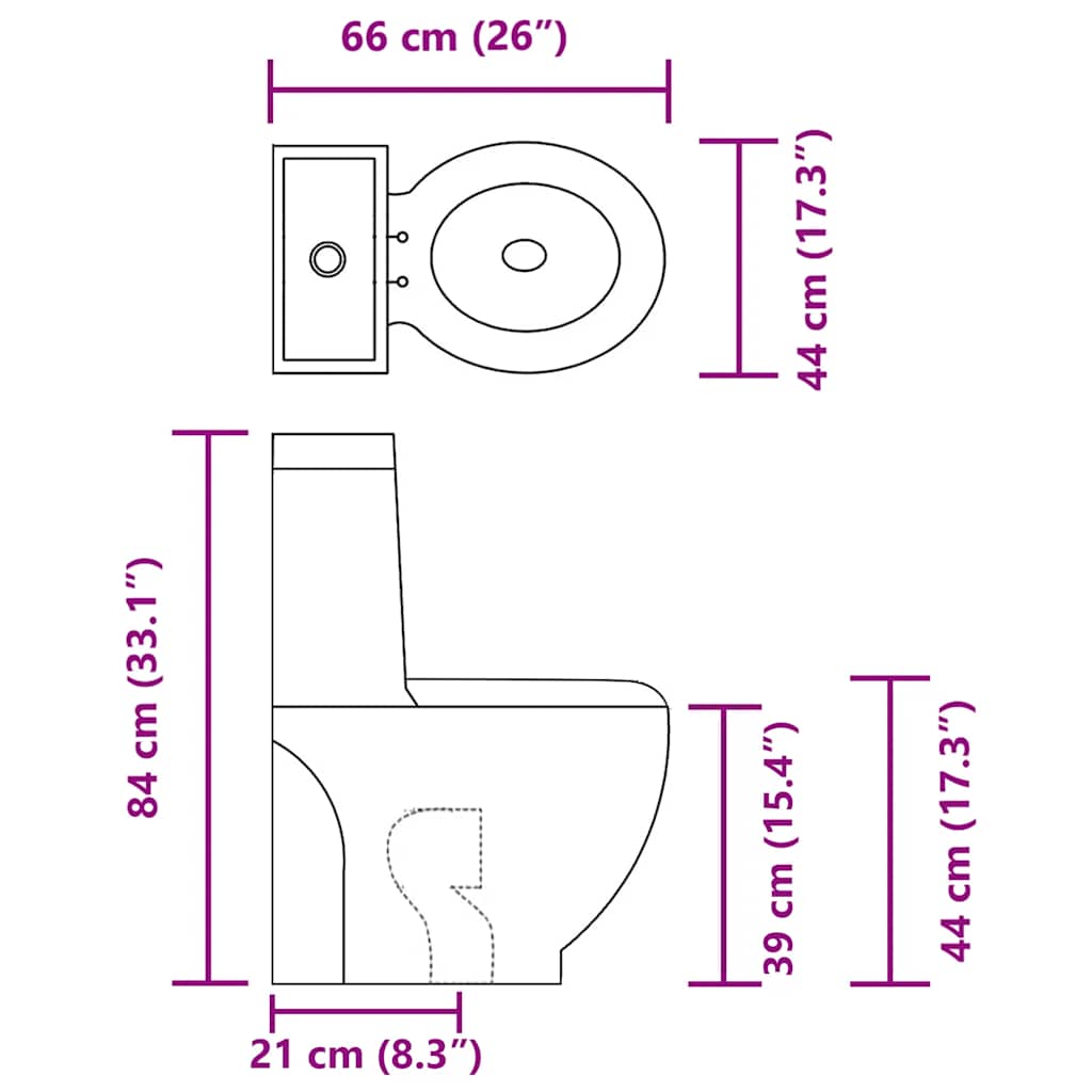 Bonde de wc en céramique en bas ronde noire - number 8.