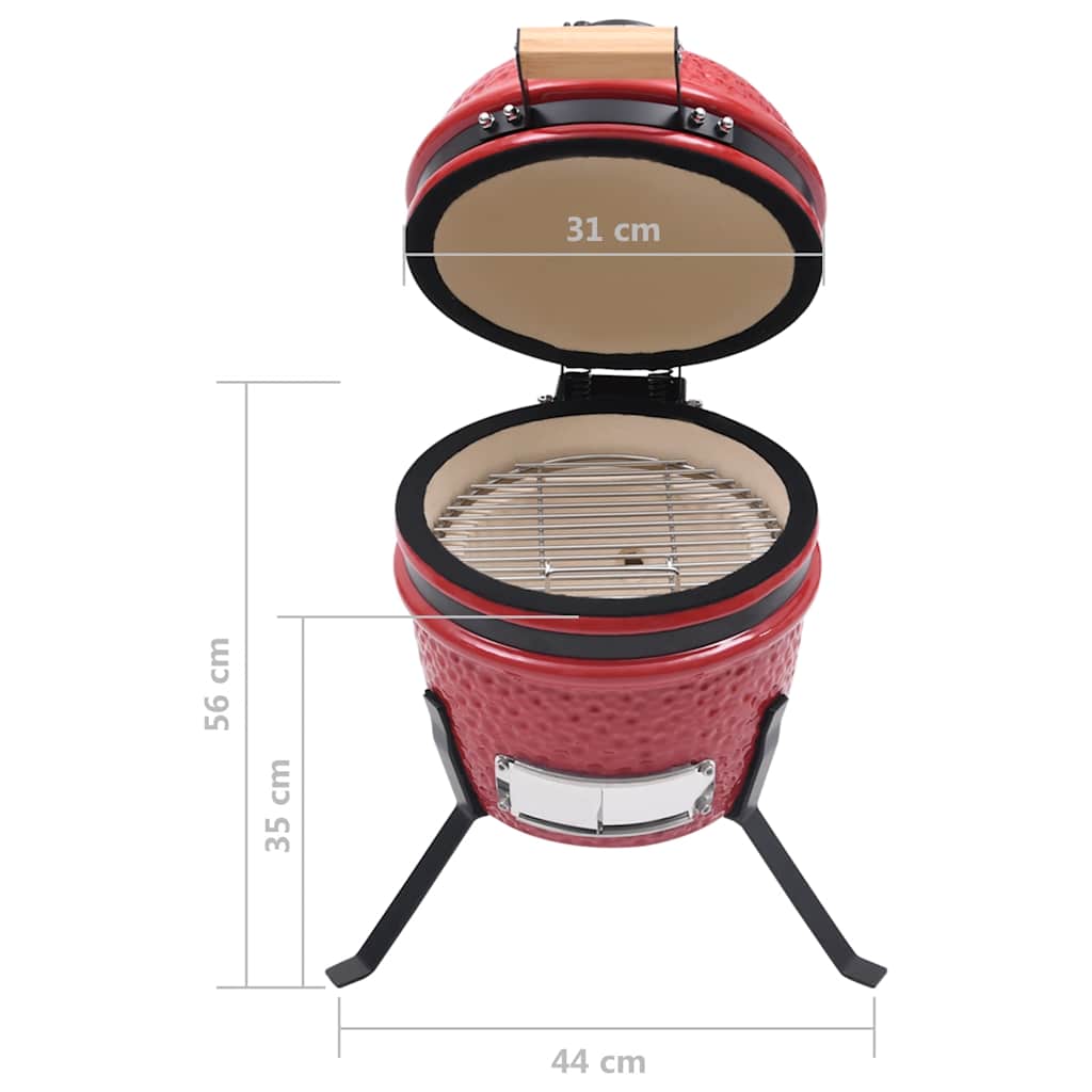 2-i-1 kamado-røgegrill 56 cm keramisk rød - number 12.