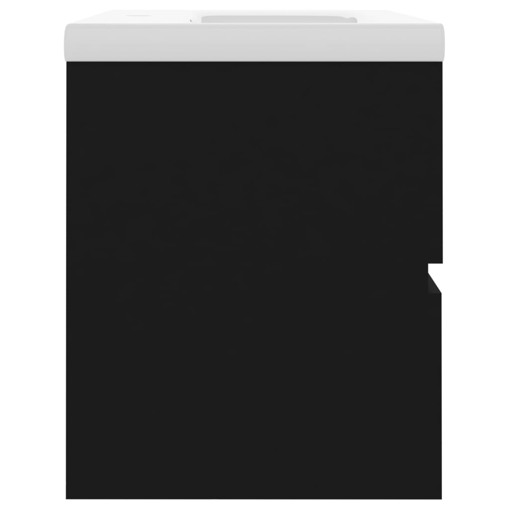 Vaskeskab med indbygget håndvask konstrueret træ - sort, 60 x 38.5 x 45 cm, 1, uden vandhane og afløb - number 8.