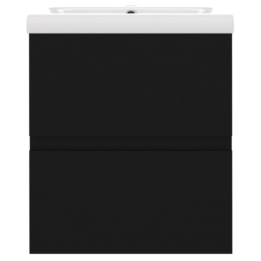 Vaskeskab med indbygget håndvask konstrueret træ sort - number 6.