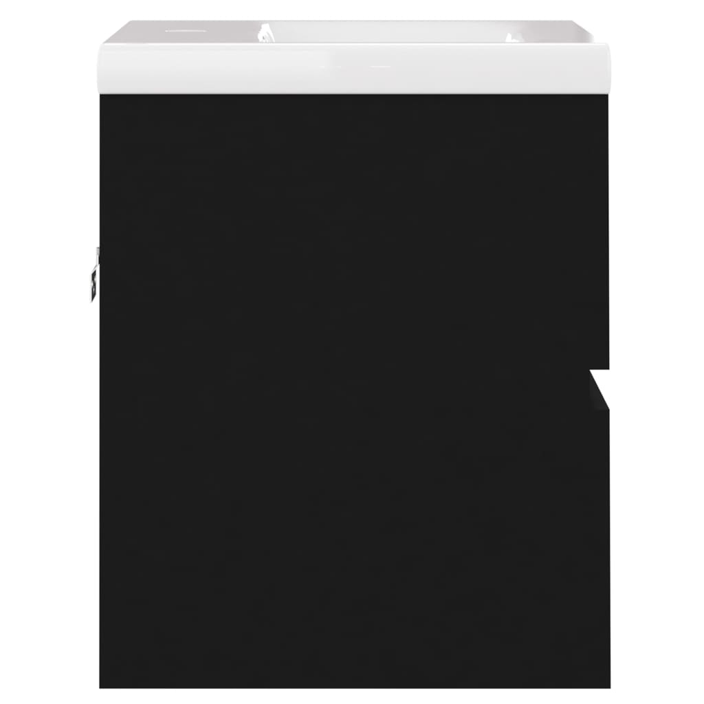 Vaskeskab med indbygget håndvask konstrueret træ sort - number 8.