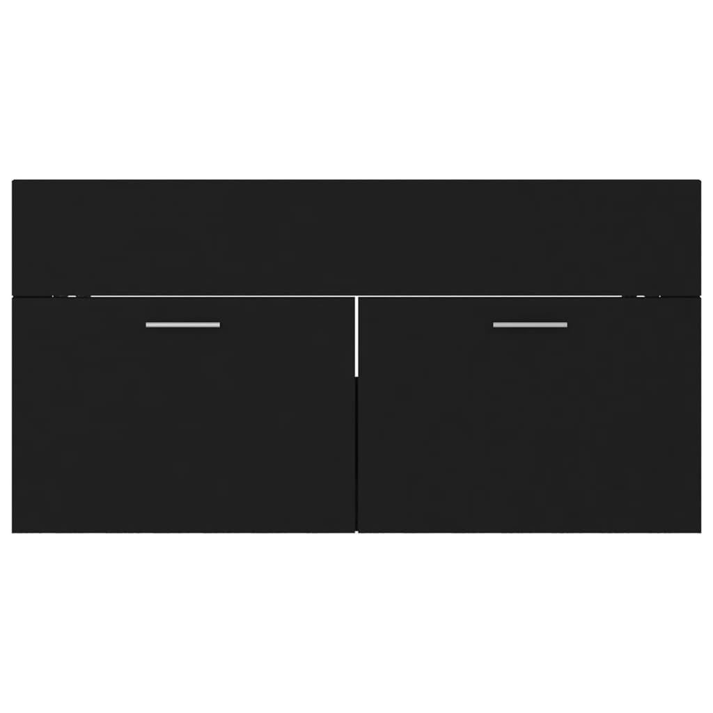 Badeværelsesmøbelsæt konstrueret træ - sort, 90 x 38.5 x 46 cm, 1, x - number 12.