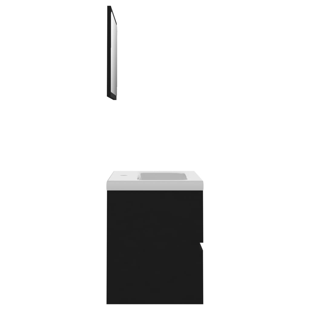 Badeværelsesmøbelsæt konstrueret træ sort - number 5.