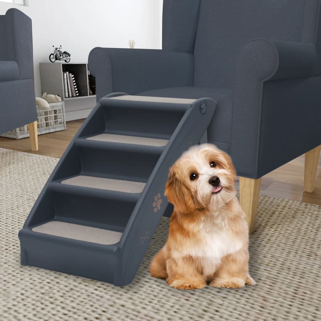 Escalier pliable pour chien 4 marches gris foncé - number 1.
