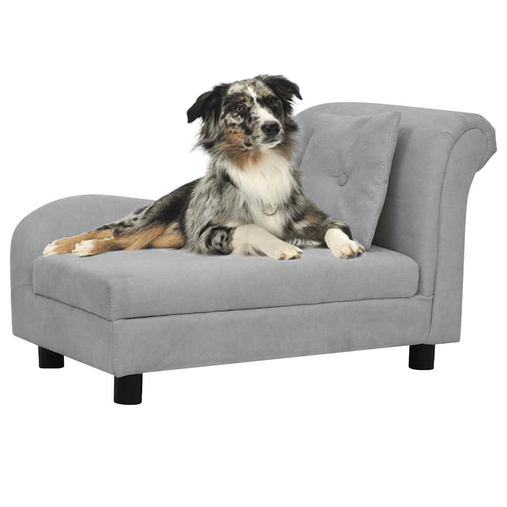 Canapé pour chien avec coussin 83x44x44 cm peluche - gris - number 1.