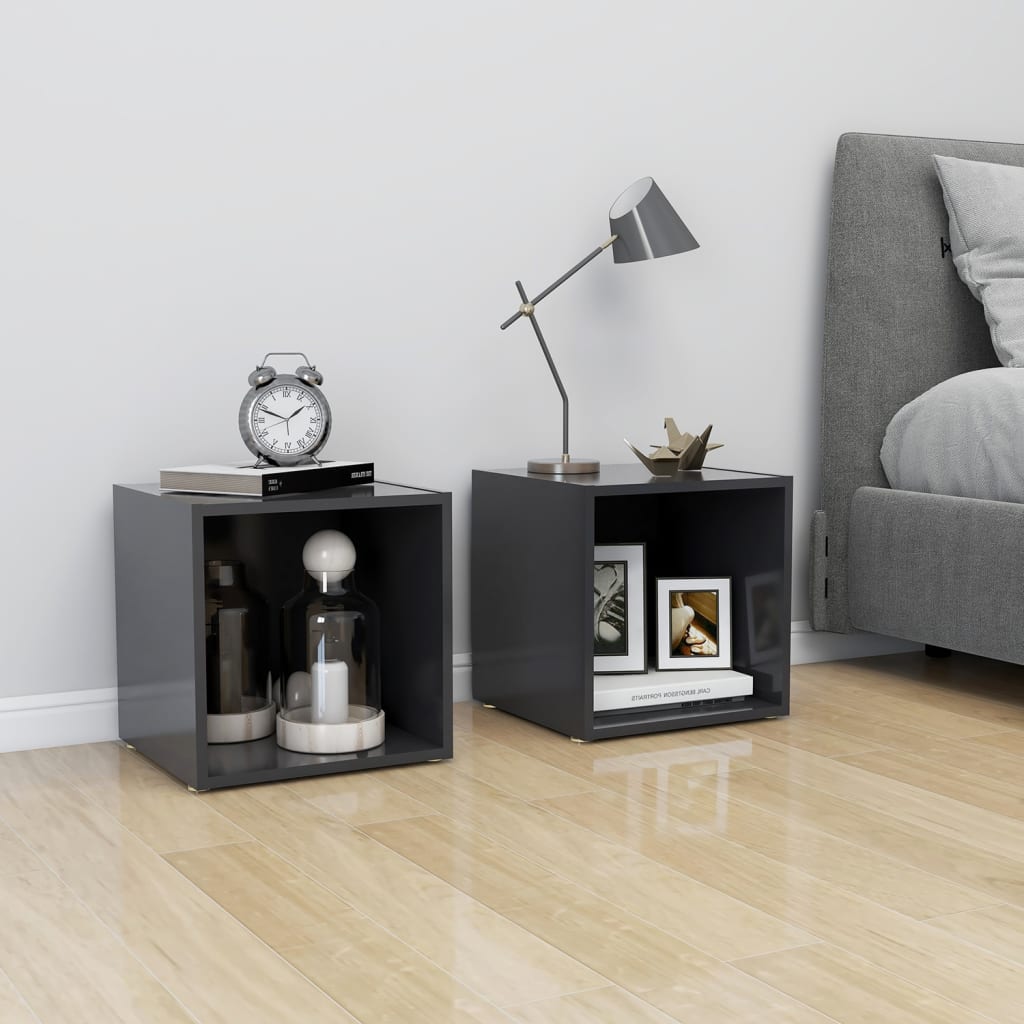 Tv-bord 37x35x37 cm konstrueret træ grå - number 8.