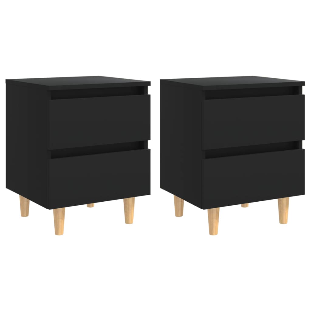 Bedside cabinets with legs in solid pine 2 pcs. 40x35x50 cm black - number 2.