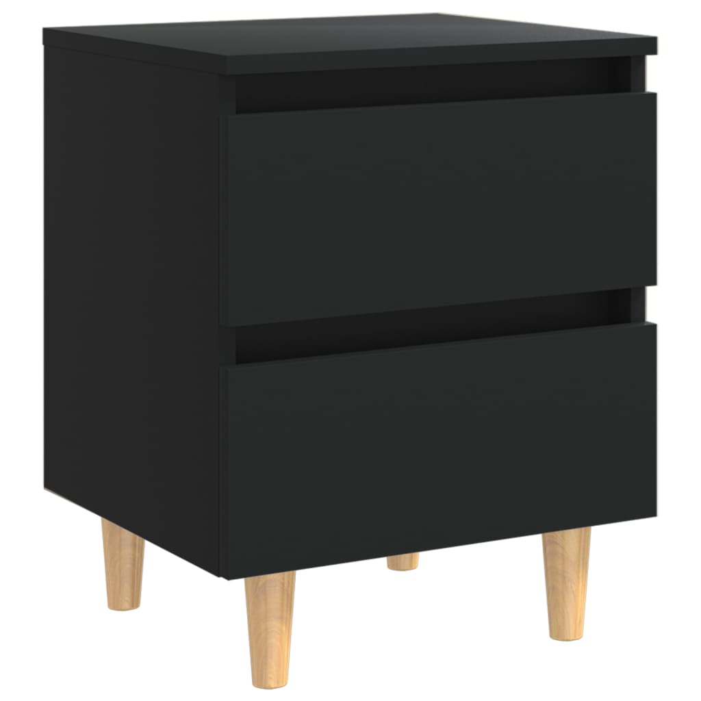 Bedside cabinets with legs in solid pine 2 pcs. 40x35x50 cm black - number 3.