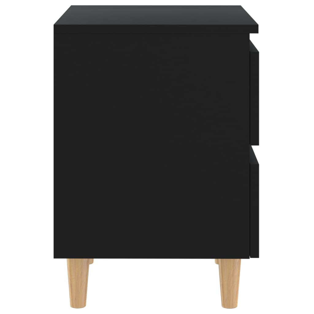 Bedside cabinets with legs in solid pine 2 pcs. 40x35x50 cm black - number 5.
