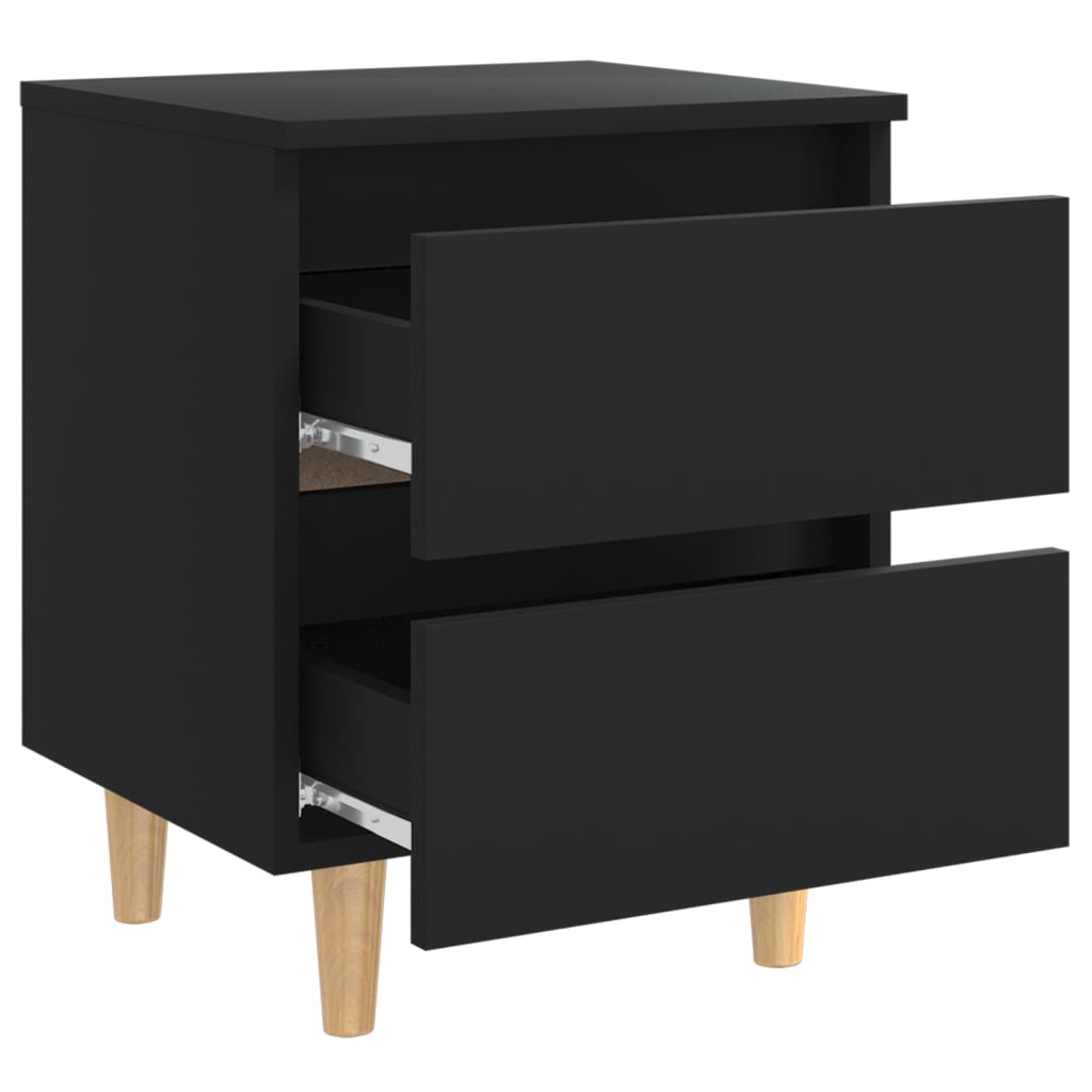 Bedside cabinets with legs in solid pine 2 pcs. 40x35x50 cm black - number 6.