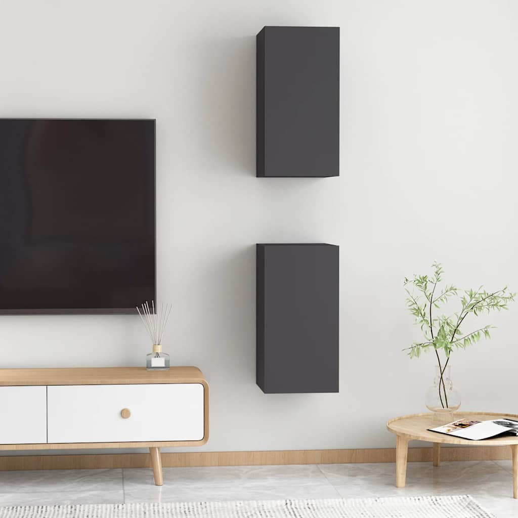 Tv-borde stk. 30,5x30x60 cm konstrueret træ - grå, 2, 60 cm - number 4.