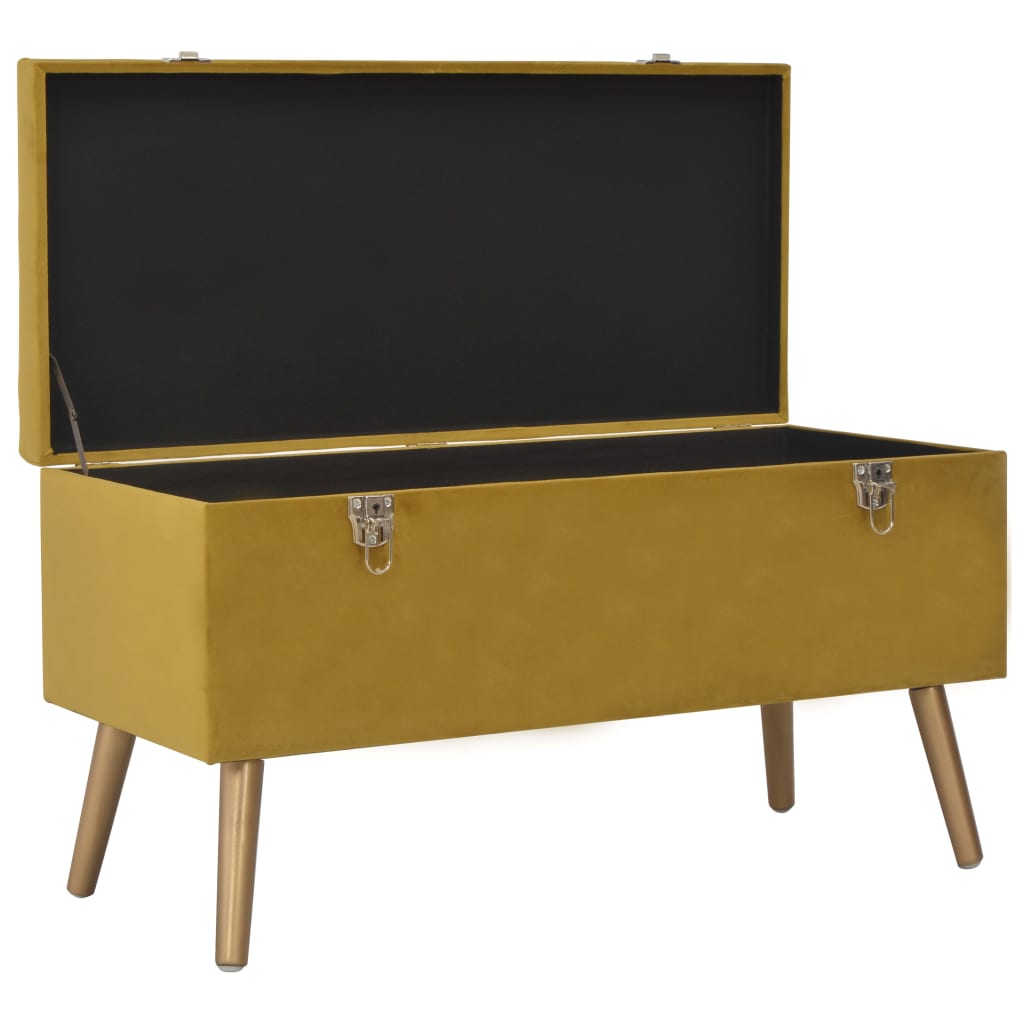 Skamler med opbevaring 3 stk. fløjl sennepsgul - number 12.