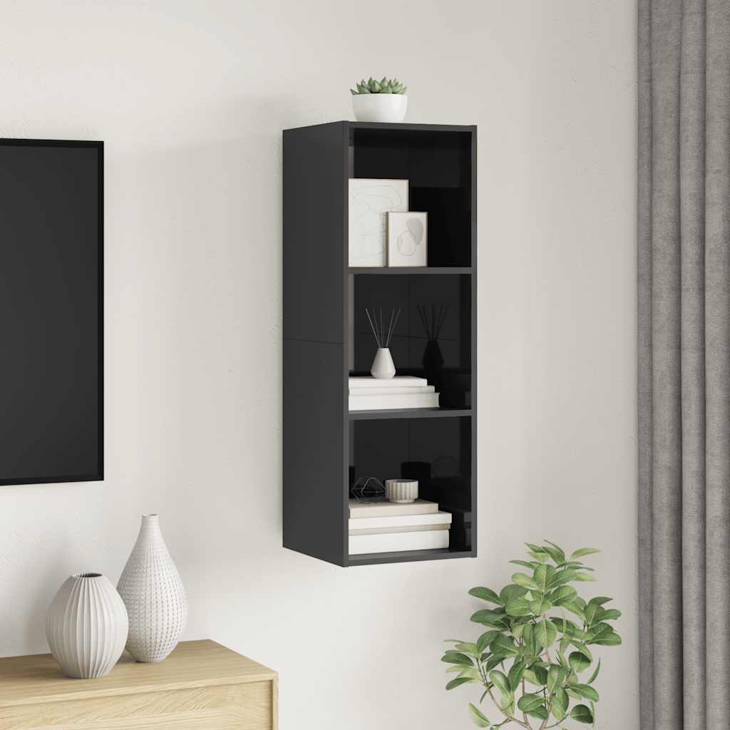 Wall hung tv cabinet 37x37x107 cm constructed wood - gray high gloss, 1, 107 cm - number 3.