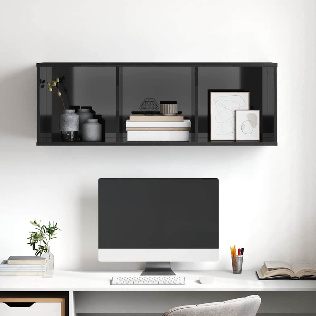 Wall hung tv cabinet 37x37x107 cm constructed wood - gray high gloss, 1, 107 cm - number 4.