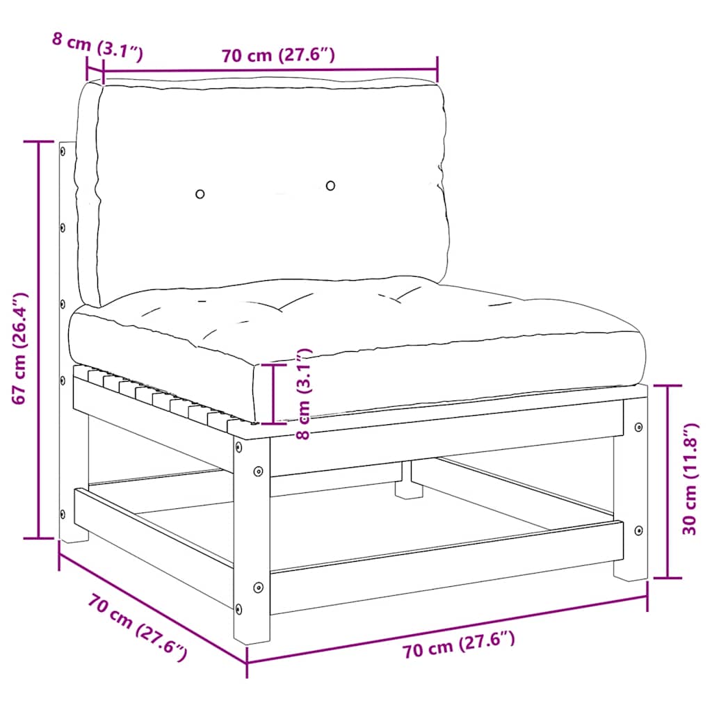 Midterdel til havesofa med grå hynder massivt fyrretræ - brun, 1, midtersofa - number 11.