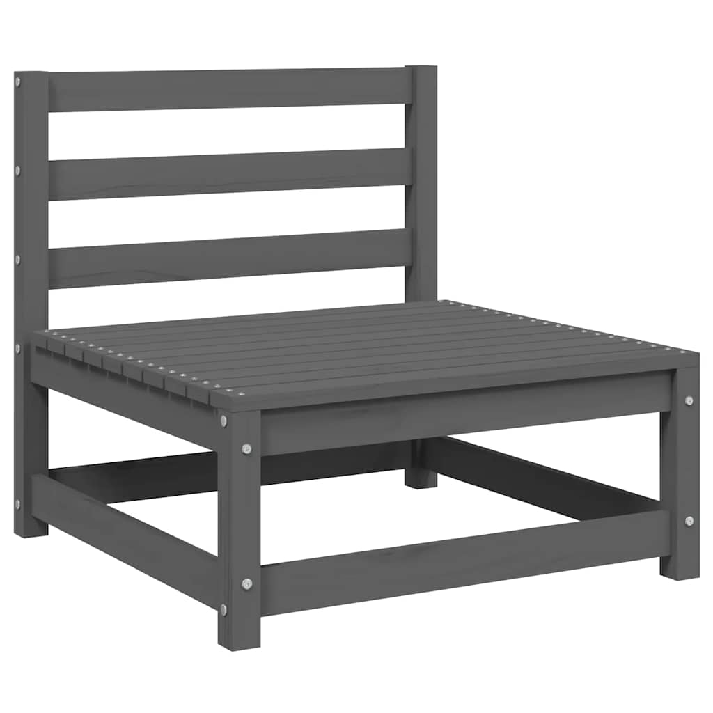 Loungesæt til haven 2 dele massivt fyrretræ - grå, 1, middle + corner, x - number 4.