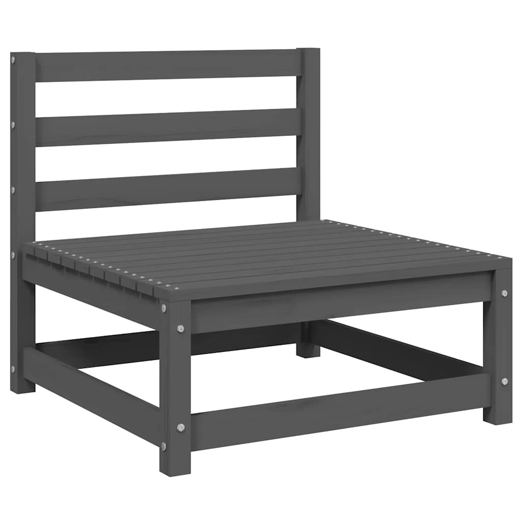 Loungesæt til haven 2 dele massivt fyrretræ - grå, 1, midterdel + fodskammel - number 4.