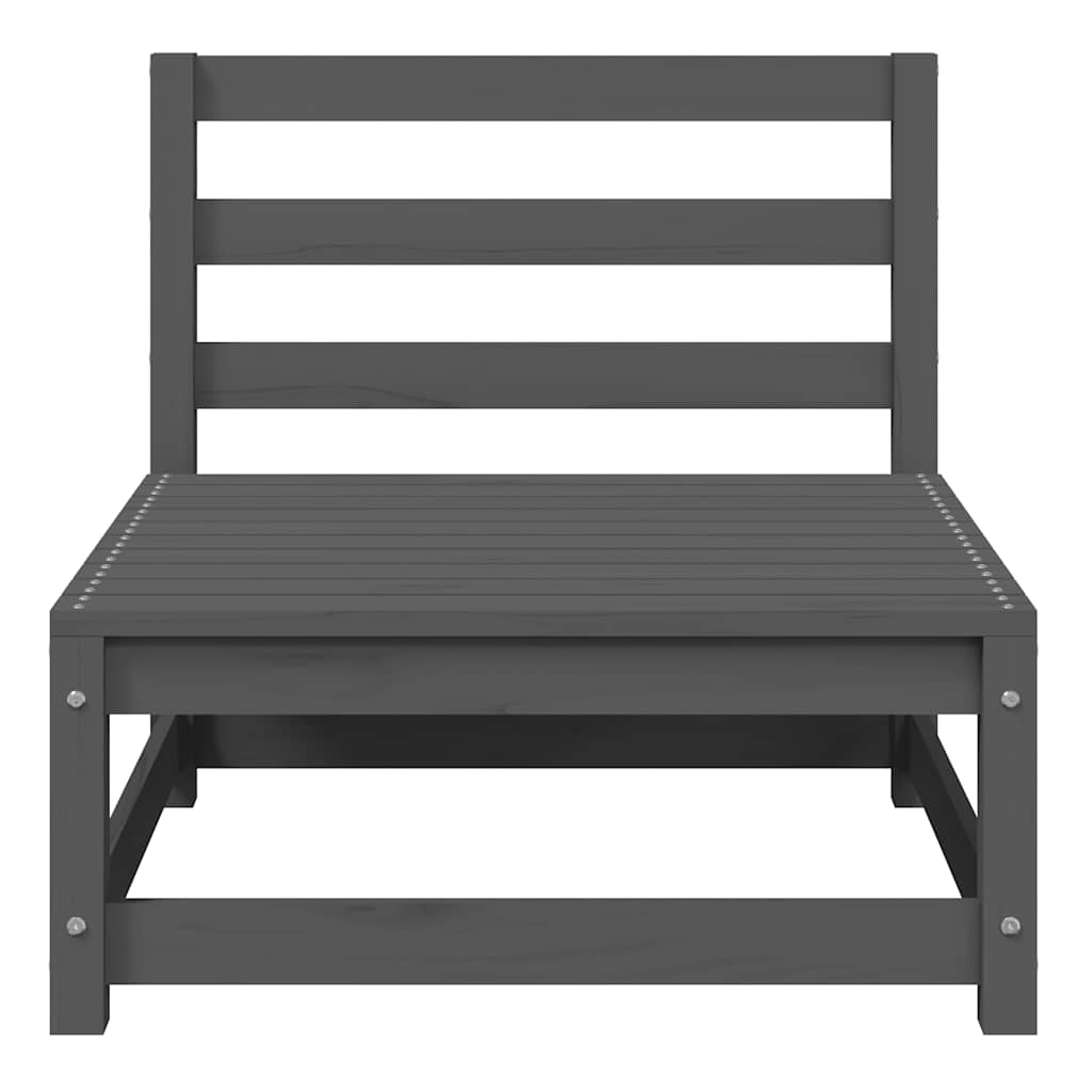 Loungesæt til haven 2 dele massivt fyrretræ - grå, 1, midterdel + fodskammel - number 6.