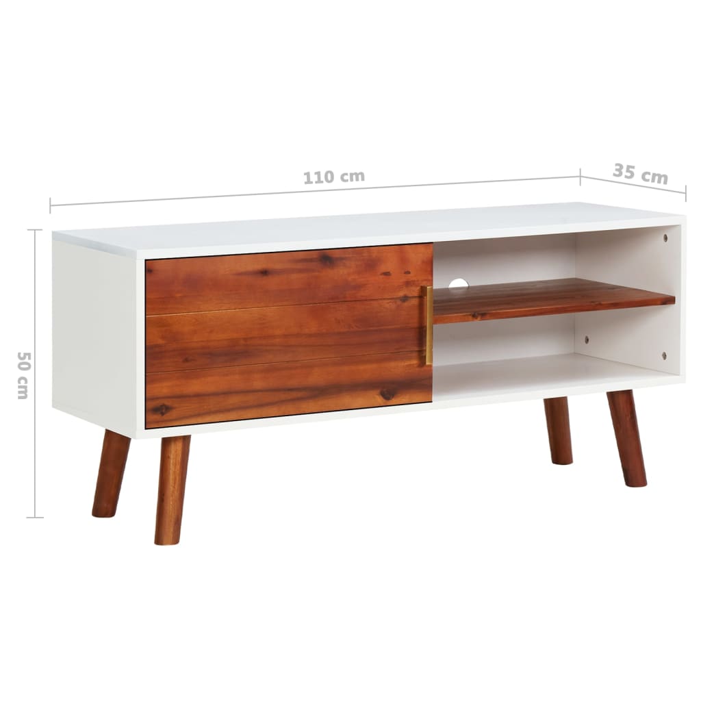 Tv cabinet 110x35x50 cm solid acacia wood and mdf - number 7.
