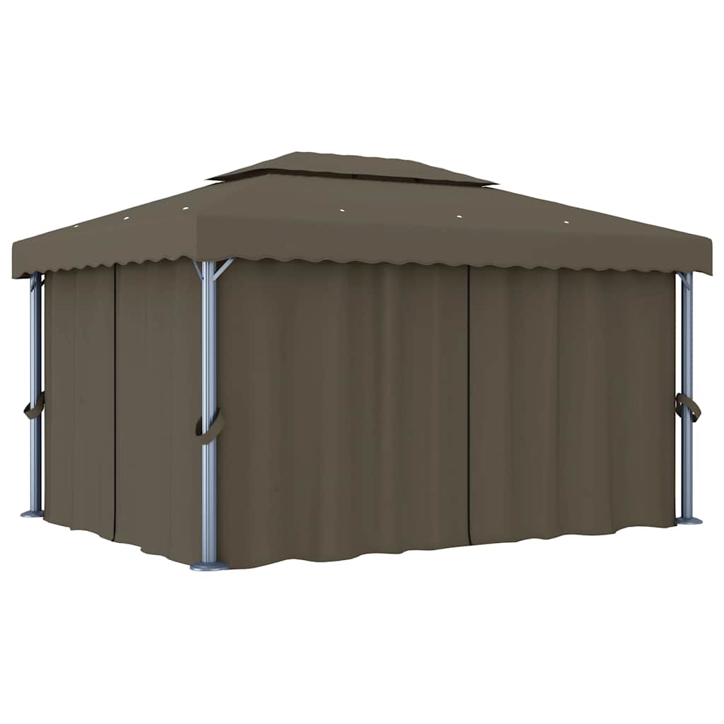 Pavilion with curtain and led light chains - gray -brown, 4 x 3 m - number 3.