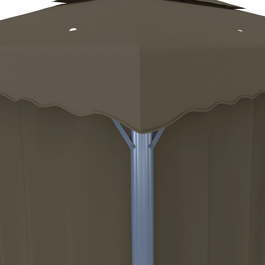 Pavilion with curtain and led light chains - gray -brown, 4 x 3 m - number 8.