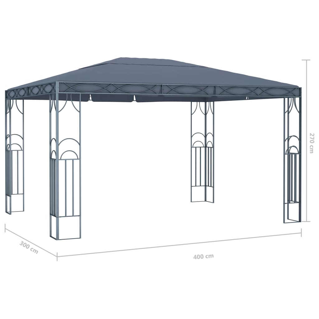 Padiglione con catene luminose a led - grigio antracite, 400 x 300 cm - number 9.