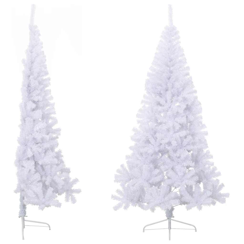Half de noël artificiel avec arbre de noël pied 180 cm pvc - blanc, 180 x 115 cm, 1, x - number 4.