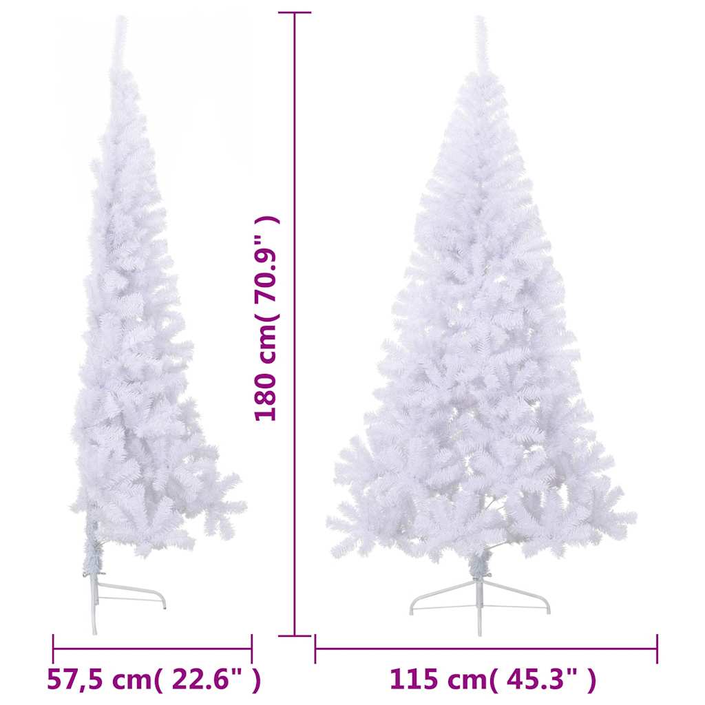 Half de noël artificiel avec arbre de noël pied 180 cm pvc - blanc, 180 x 115 cm, 1, x - number 9.