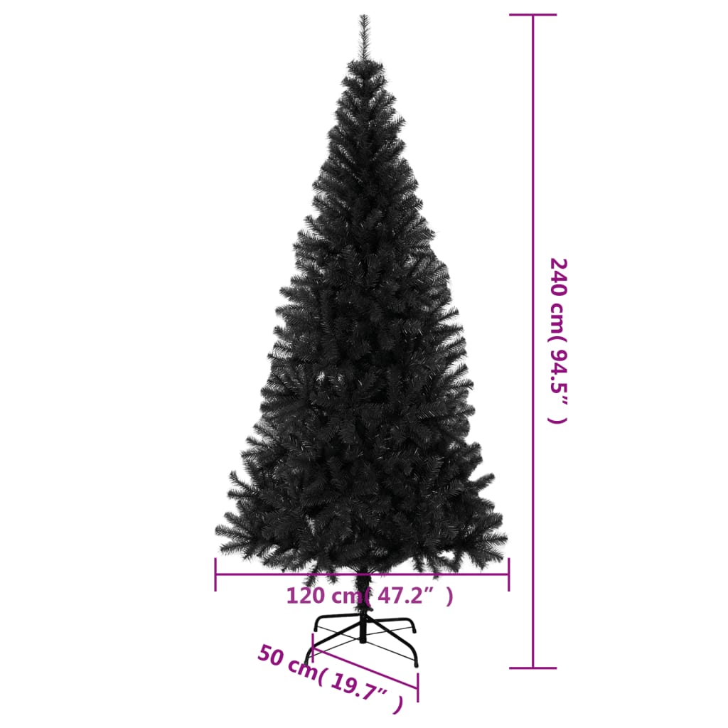 Artificial christmas tree with christmas tree base 240 cm pvc - black, 240 x 120 cm, 1 - number 6.