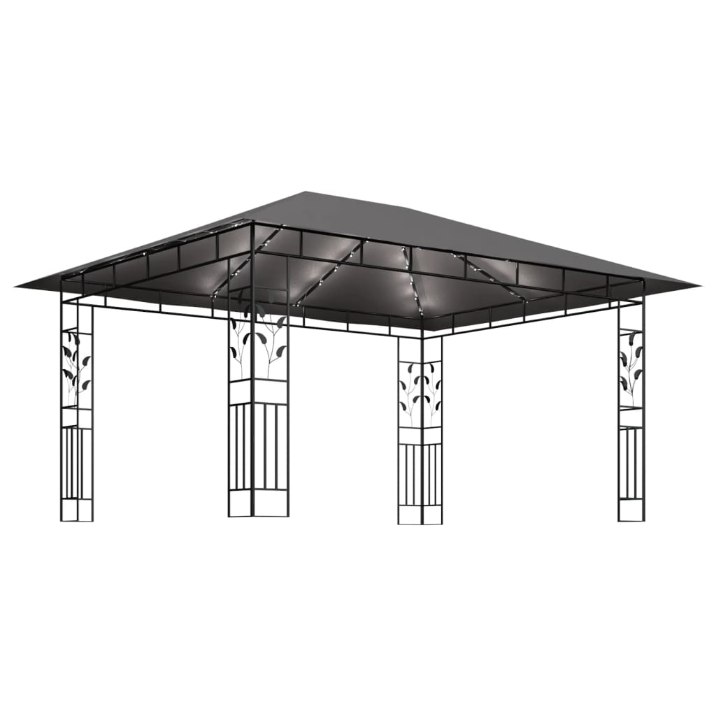 Pavillon med myggenet og led-lyskæder 4x3x2,73 m - antracitgrå, 4 x 3 x 2.73 m - number 4.