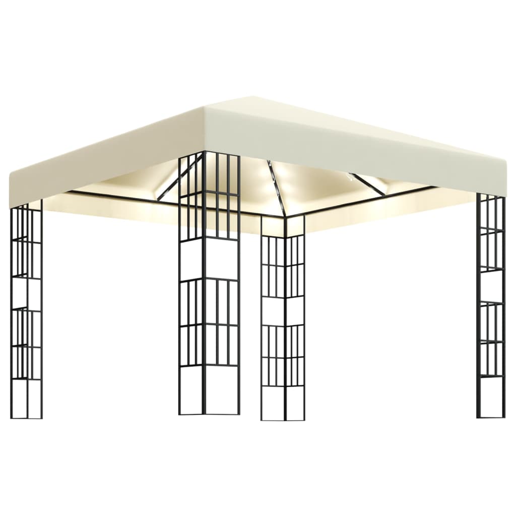 Pavilion with led string lights cream - cream, 3 x 3 m, 1 - number 2.